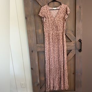 Bohme Cream and Purple Floral Maxi Dress